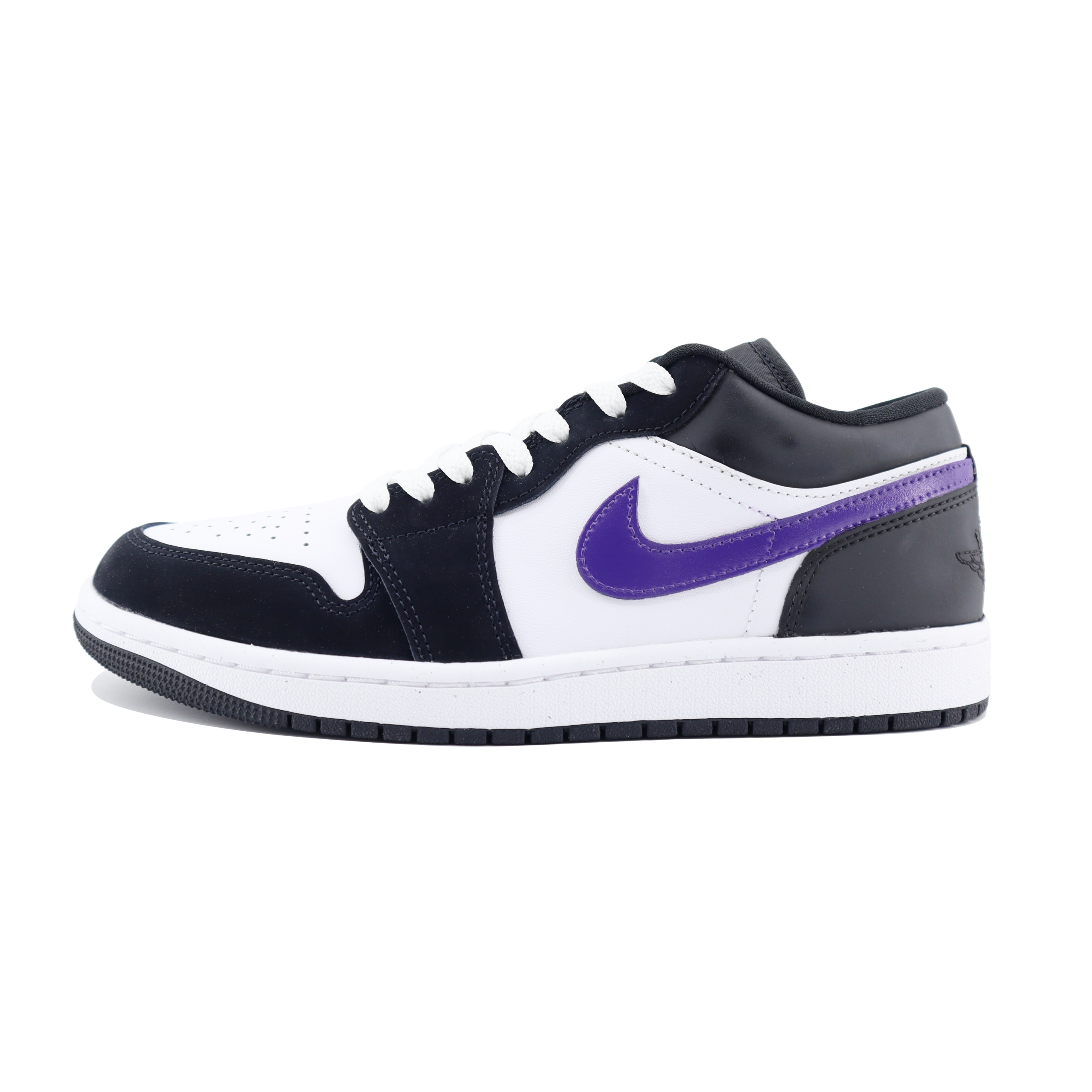 Jordan Air Jordan 1 Slip Resistant Abrasion Resistant Low top Vintage Basketball Shoes Unisex Black Purple