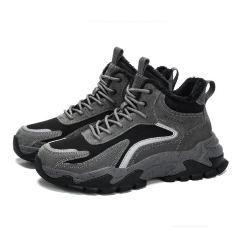 JEEP SPIRIT Fashion Abrasion Resistant High top Outdoor Shoes Men’s Climbing Gray