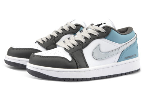 Jordan Air Jordan 1 Cow Leather Trendy Cushioning, Wear Resistant Low top Vintage Basketball Shoes Unisex Steel Blue