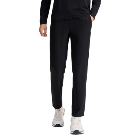 FILA Fitness Minimalist Style Brand Logo Fitness Comfortable Thermal Fleece Lined Woven Sports Pants Men’s Pitch Black