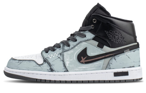 Jordan Air Jordan 1 Abrasion Resistant Mid top Vintage Basketball Shoes Men’s Cyan