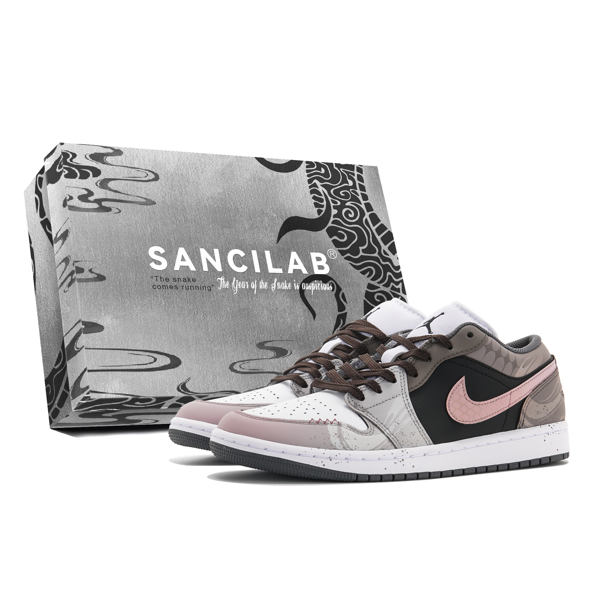 Jordan Air Jordan 1 Abrasion Resistant Abrasion Resistant Low top Vintage Basketball Shoes Unisex Black Brown Pink