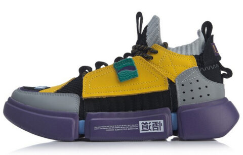 Li Ning Slip Resistant, Abrasion Resistant, Breathable Mid top Vintage Basketball Shoes Women’s Black Gray Yellow