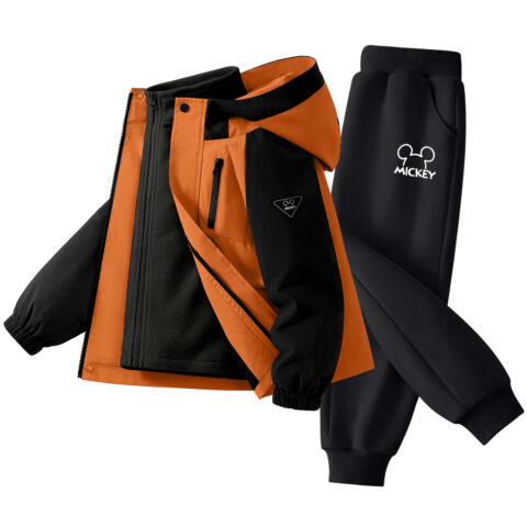 Disney Kids Casual Sportswear Hooded Thickened And Fleece Lined