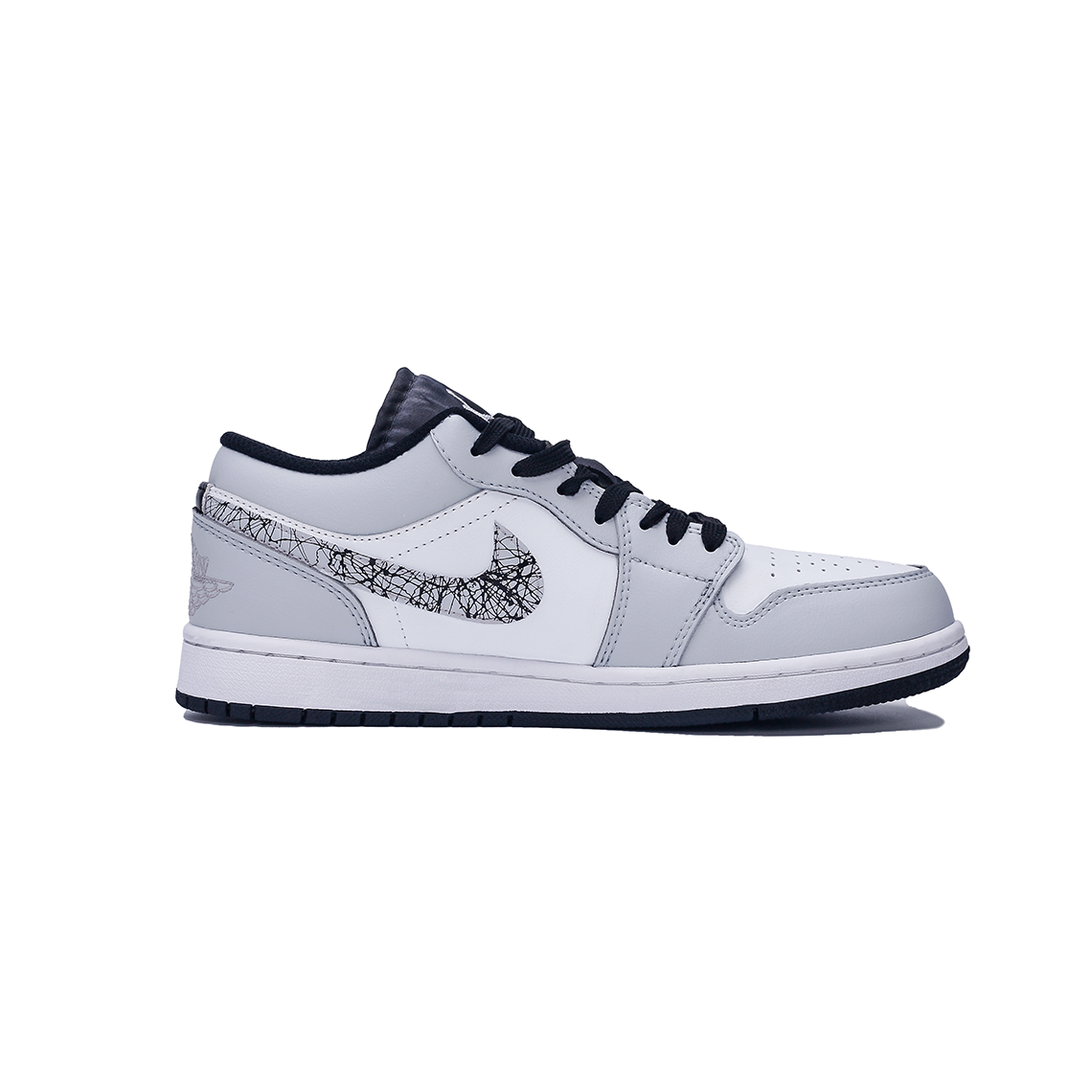 Jordan Air Jordan 1 Custom Leather Abrasion Resistant Low Top Vintage Basketball Shoes Unisex Smoke Gray