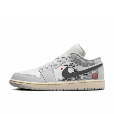 Jordan Air Jordan 1 Low top Vintage Basketball Shoes Women’s Gray White
