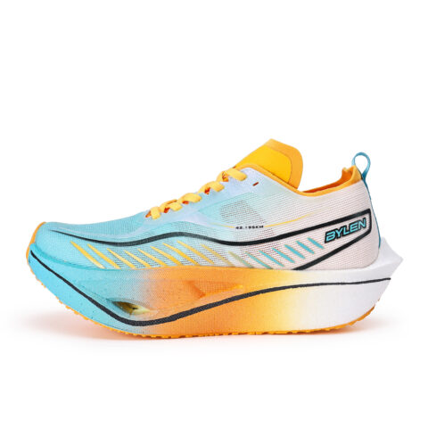 BYLEN Cushioning Slip Resistant Abrasion Resistant Low top Genuine Carbon Plate Running Shoes Unisex Orange With Seeds