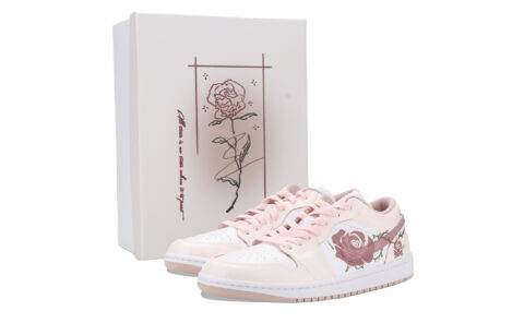 Jordan Air Jordan 1 Thorn Rose Abrasion Resistant Low top Vintage Basketball Shoes Unisex Pink