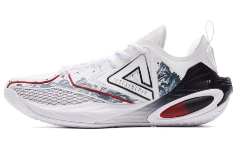 PEAK Cushioning Slip Resistant Abrasion Resistant Low top Basketball Shoes Men’s White Black Red