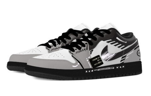 Jordan Air Jordan 1 Black Hole Product Abrasion Resistant Slip Resistant Low top Vintage Basketball Shoes Unisex Gray