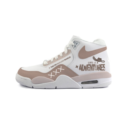 Nike Flight Legacy Slip Resistant Abrasion Resistant Mid top Vintage Basketball Shoes Unisex White Brown