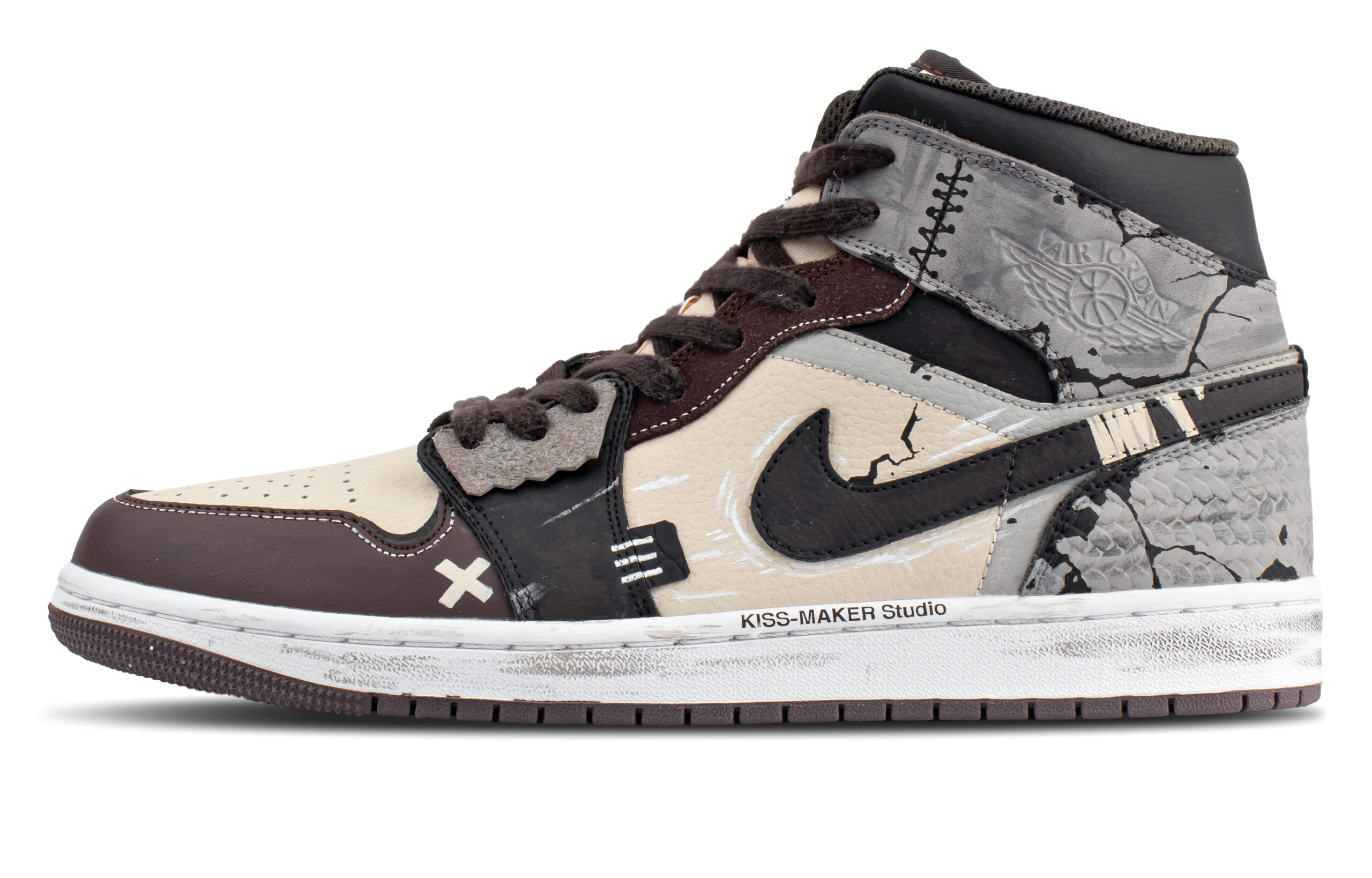 Jordan Air Jordan 1 Synthetic Leather Abrasion Resistant Abrasion Resistant Mid top Vintage Basketball Shoes Men’s