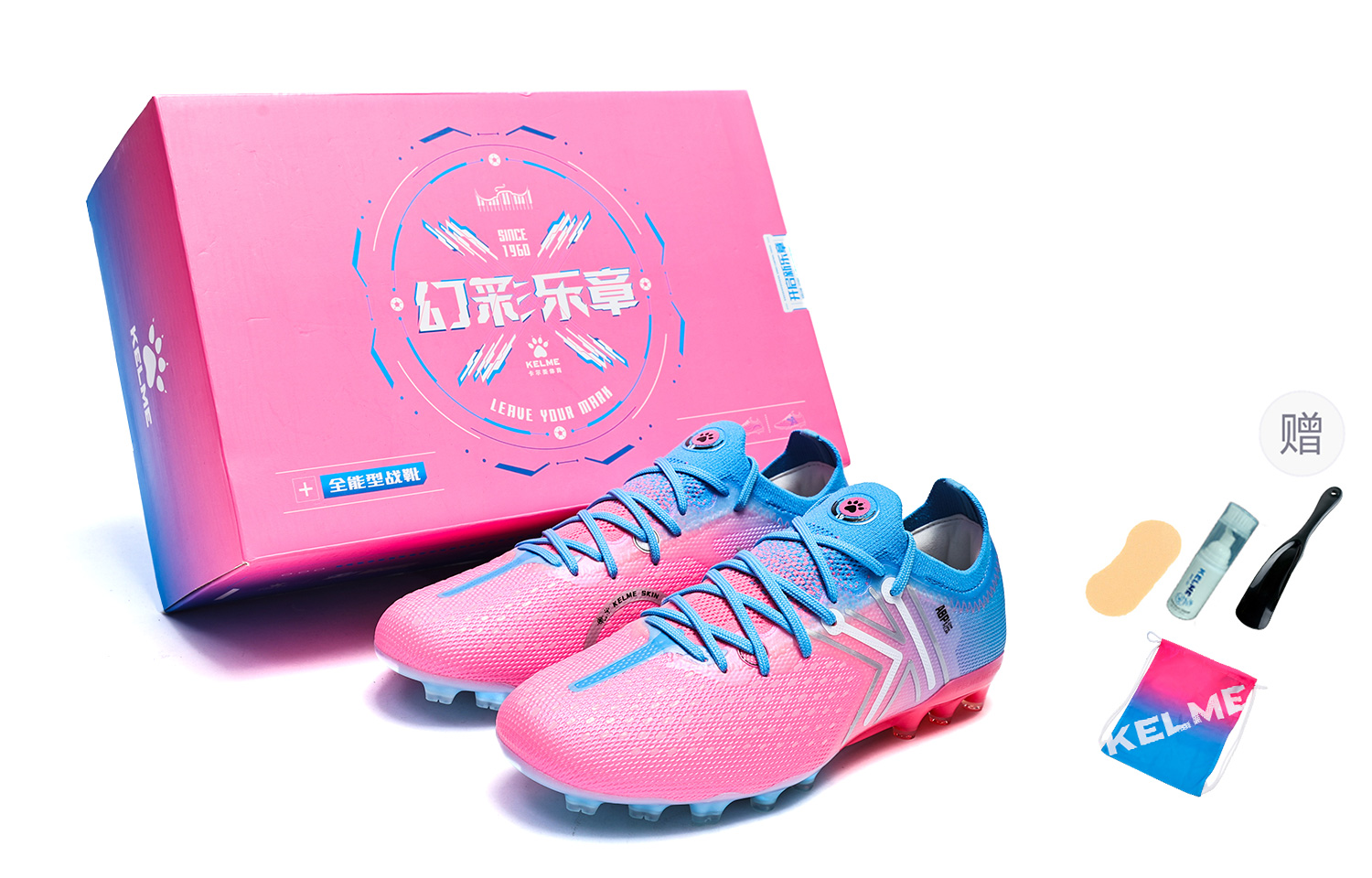 KELME Quick Spark 5.0 Soccer Shoes Unisex Low Top Pink/Blue
