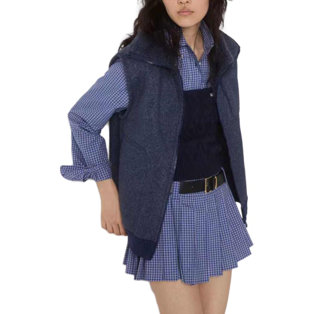 MIU MIU Vests Women’s Uniform Blue Stand Collar Moderate Other