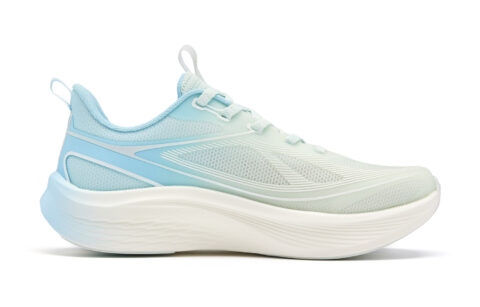 QIAODAN Light Speed 5v2 Running Shoes Women’s Low Top Light Transparent Green, Sky Blue