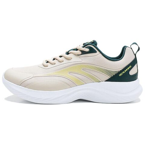 QIAODAN Slip Resistant Abrasion Resistant Low top Casual Sprint Running Shoes Men’s Beige Green