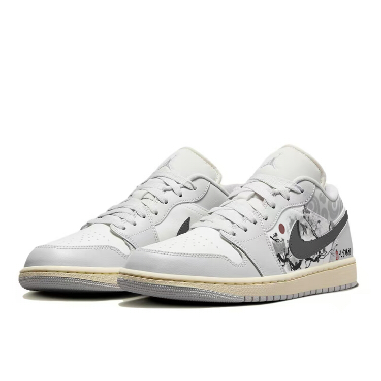 Jordan Air Jordan 1 Low top Vintage Basketball Shoes Women’s Gray White