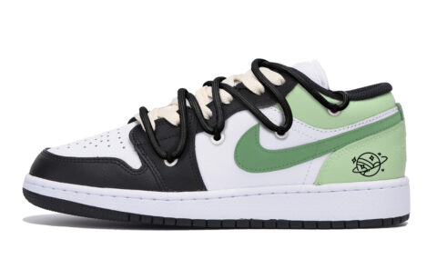 Jordan Air Jordan 1 Puppy Fragment Slip Resistant Abrasion Resistant Low top Vintage Basketball Shoes Men’s Black Green