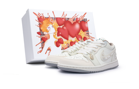 Jordan Air Jordan 1 Camellia Language Low top Vintage Basketball Shoes Women’s White