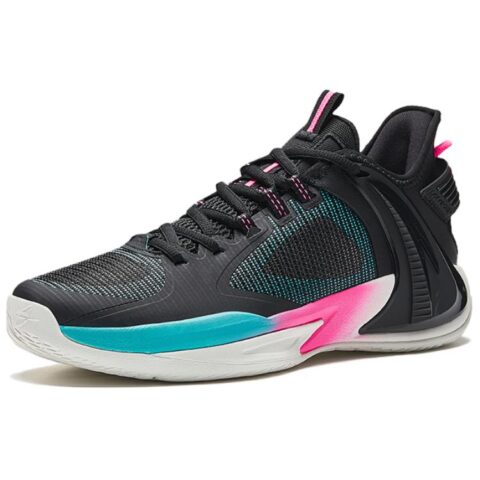 CHAOJIANTA Slip Resistant, Abrasion Resistant, Breathable Low top Basketball Shoes Men’s Black Cyan