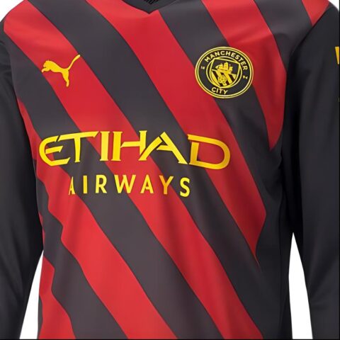 PUMA Manchester City 22/23 Replica LS Away Shirt Soccer Jersey Men’s PUMA Black