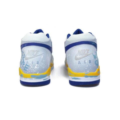 Nike Flight Legacy Cushioning Slip Resistant Mid top Vintage Basketball Shoes Men’s Blue Yellow