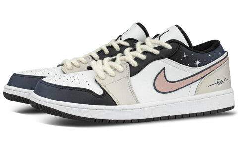 Jordan Air Jordan 1 Abrasion Resistant Abrasion Resistant Low top Vintage Basketball Shoes Unisex Black Pink