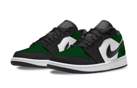 Jordan Air Jordan 1 Reverse Black Green Abrasion Resistant Low top Vintage Basketball Shoes Unisex