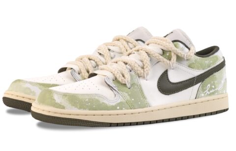 Jordan Air Jordan 1 Green Grape Bubble Abrasion Resistant Low top Vintage Basketball Shoes Women’s White Green