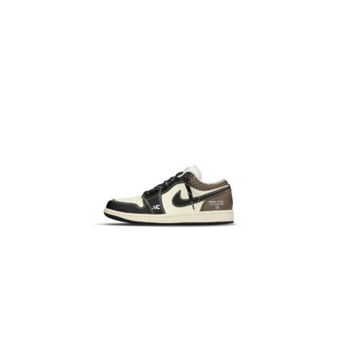 Jordan Air Jordan 1 Abrasion Resistant Slip Resistant Low top Vintage Basketball Shoes Men’s Beige Umber Black