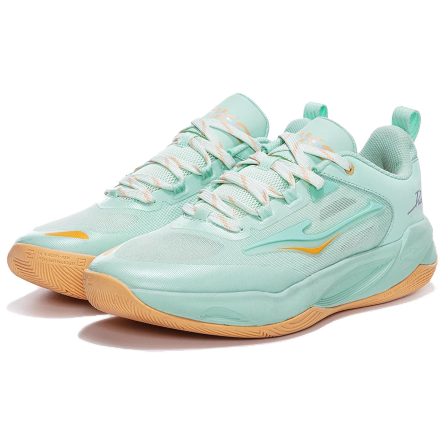 Erke Fashion Trend Cushioning Slip Resistant Abrasion Resistant Low top Basketball Shoes Men’s Green Orange