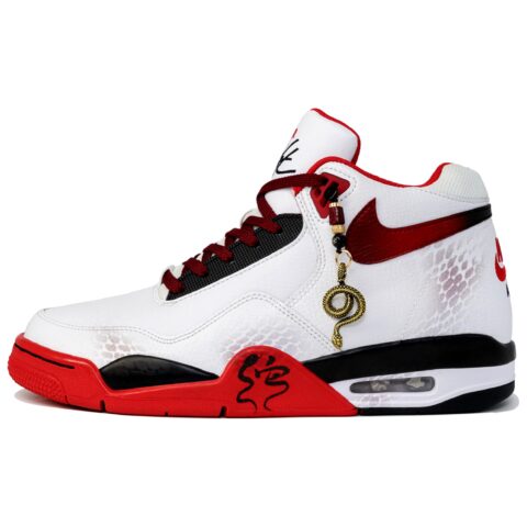 Nike Flight Legacy Slip Resistant Abrasion Resistant Mid top Vintage Basketball Shoes Unisex Red White