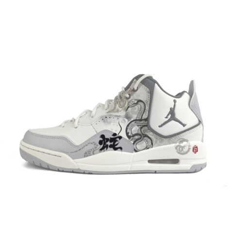 Jordan Courtside 23 Cushioning Slip Resistant Mid top Vintage Basketball Shoes Men’s White Gray