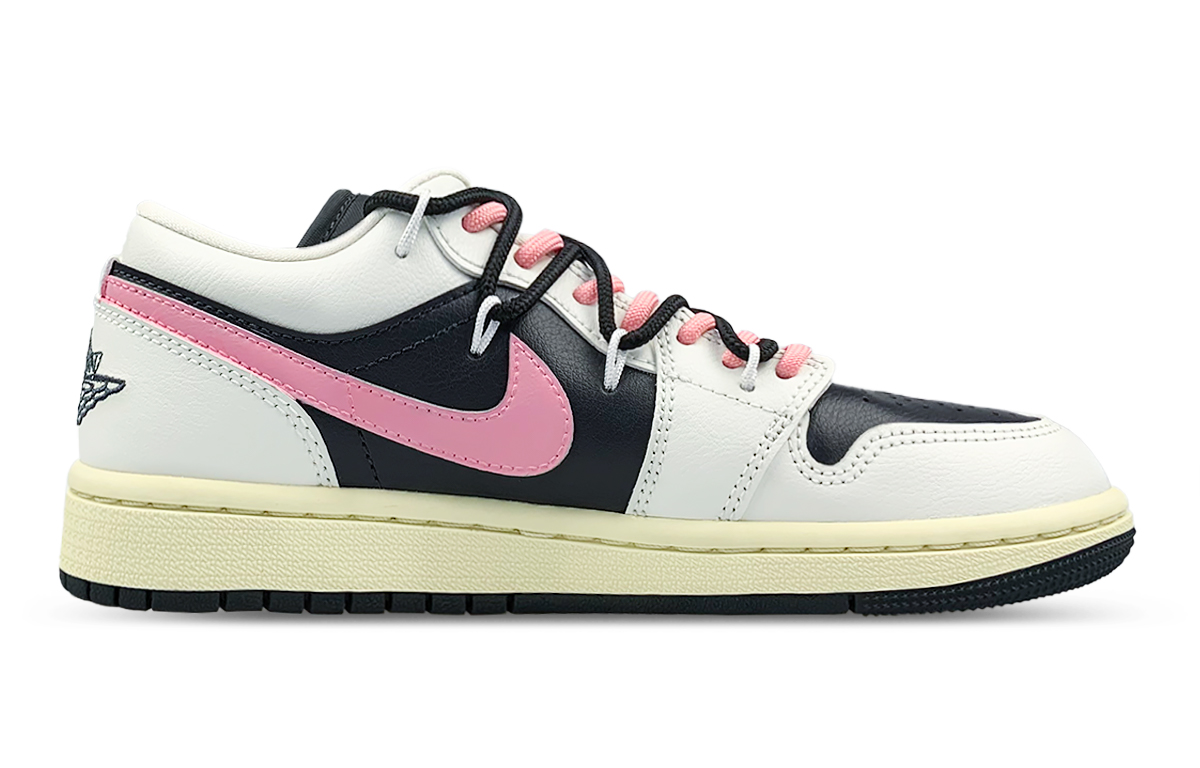 Jordan Air Jordan 1 Slip Resistant Abrasion Resistant Low top Vintage Basketball Shoes Women’s Black Pink