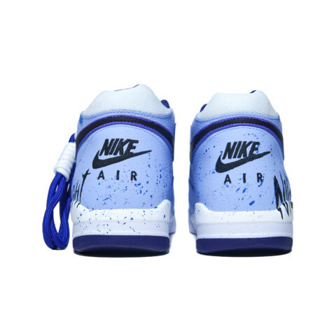 Nike Flight Legacy Slip Resistant Abrasion Resistant Mid top Vintage Basketball Shoes Men’s White Blue