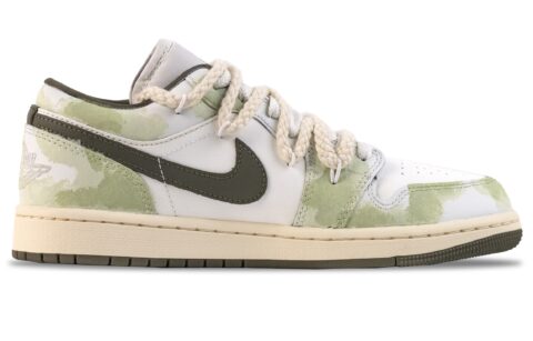 Jordan Air Jordan 1 Green Grape Bubble Abrasion Resistant Low top Vintage Basketball Shoes Women’s White Green