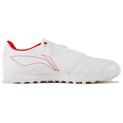 Li Ning TF Turf Cushioning Slip Resistant Abrasion Resistant Soccer Shoes Men’s White