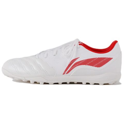 Li Ning TF Turf Cushioning Slip Resistant Abrasion Resistant Soccer Shoes Men’s White