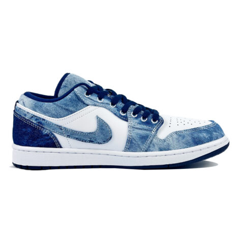 Jordan Air Jordan 1 Slip Resistant Abrasion Resistant Cushioning Low top Vintage Basketball Shoes Men’s White Blue