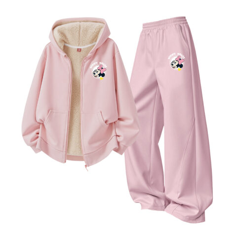 Disney Kids Casual Sportswear Crew Neck Thickened And Fleece Lined