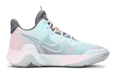 Nike KD Trey 5 IX Slip Resistant Abrasion Resistant Mid top Basketball Shoes Unisex Blue Pink