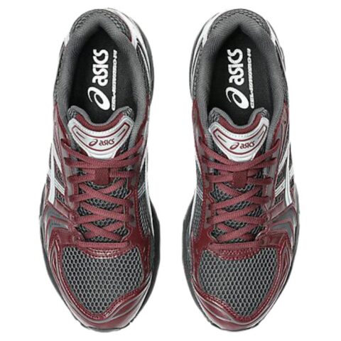 ASICS Gel Kayano 14 Synthetic Leather, Artificial Leather Cushioning Support Casual Running Shoes Unisex Gray Red