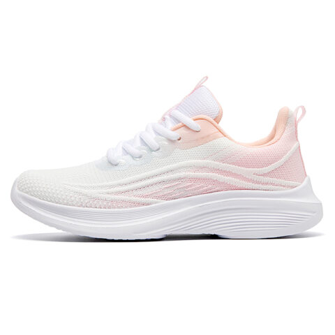 BIANSULONG Running Shoes Women's Low Top White Pink/White Green