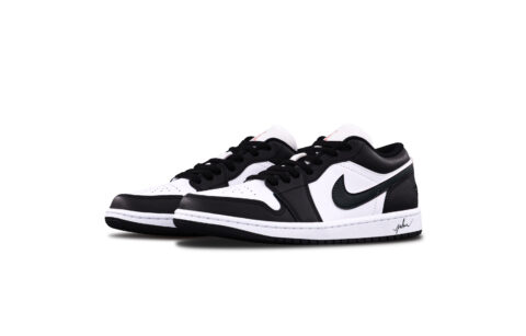 Jordan Air Jordan 1 Black Panda Leather Cushioning, Wear Resistant Low top Vintage Basketball Shoes Unisex Black, White