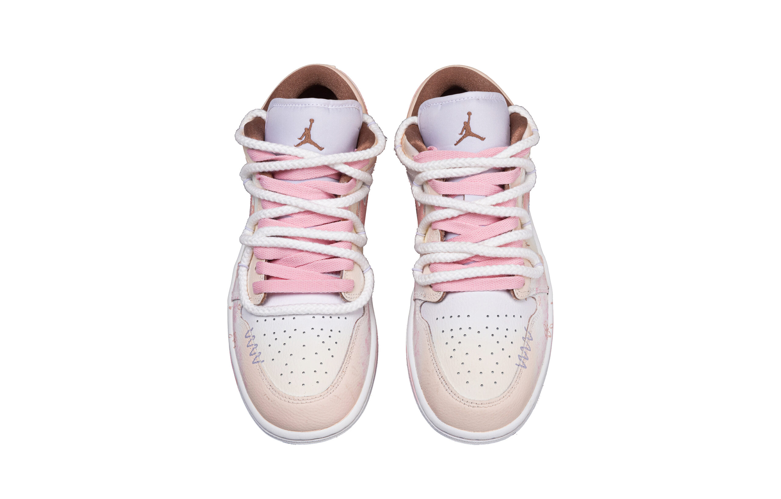 Jordan Air Jordan 1 Flower In The Mid Summer Low top Vintage Basketball Shoes Unisex Light Pink