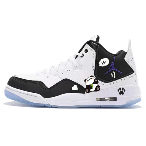 Jordan Courtside 23 Cushioning Slip Resistant Mid top Vintage Basketball Shoes Unisex Black White