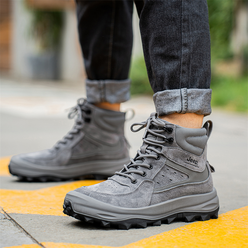 Jeep Comfortable Cushioning, Wear Resistant High top Hiking Shoes Men’s Gray