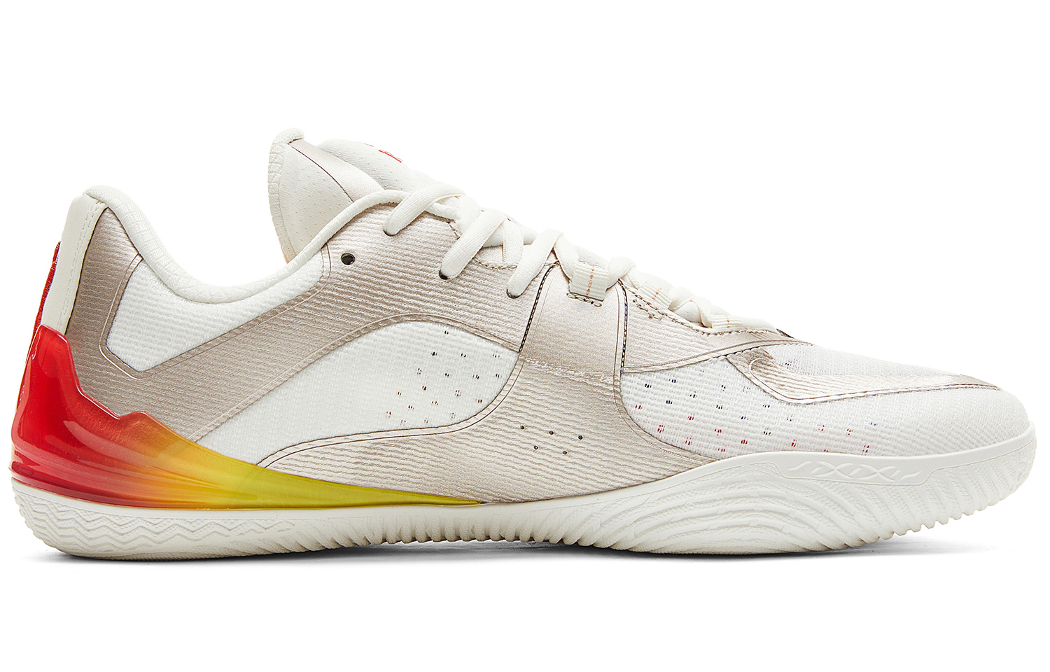 PEAK Cushioning Slip Resistant Abrasion Resistant Coverage Rebound Low top Basketball Shoes Men’s Ivory Red