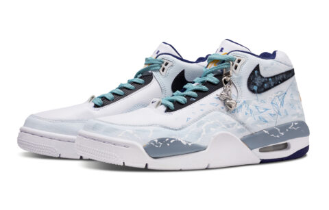 Nike Flight Legacy Star Floral Slip Resistant Coverage Support Mid top Vintage Basketball Shoes Men’s Light Blue