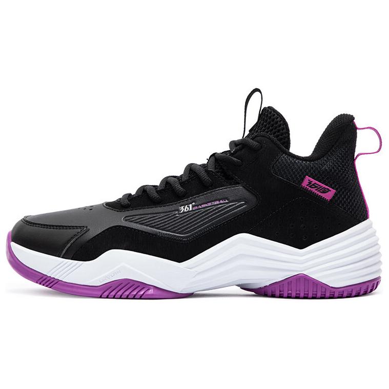 361° Burning Ball Game Cushioning Abrasion Resistant Breathable High top Basketball Shoes Men’s Black Purple
